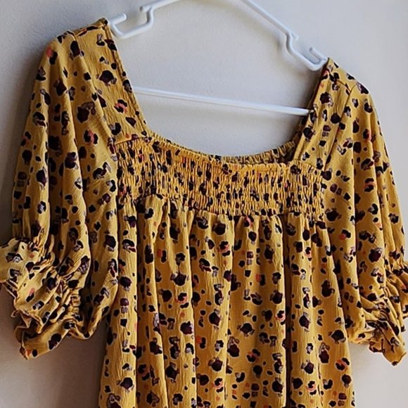 MELLODAY Gold/Black Peasant Blouse Size Small - Picture 3 of 16